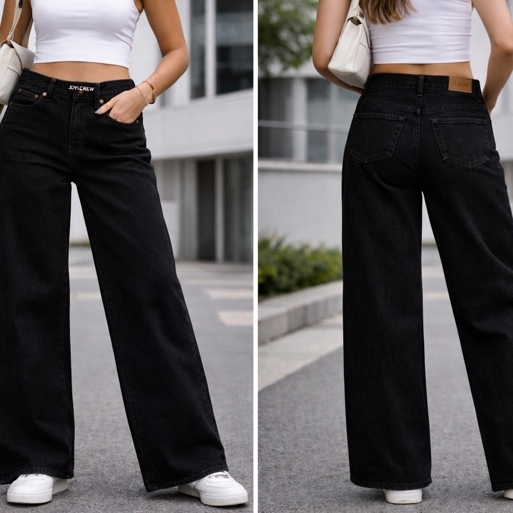J. Crew Black Wide-Leg Jeans low rise sz27 gently used